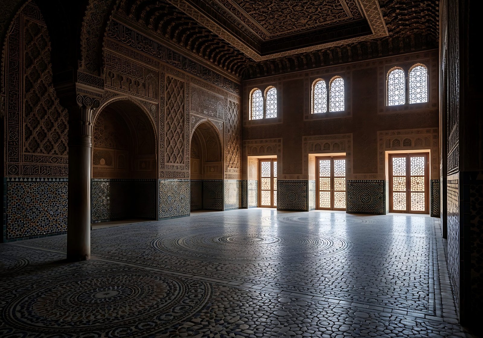 Patio interior de la Medersa Ben Youssef en Marrakech
